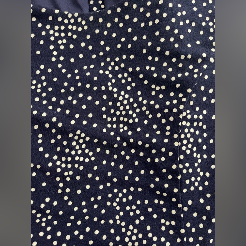 Laura Petites Navy Blue White Polka Dot Fit Flare Dress Short Sleeve Belted 8 - Picture 16 of 16